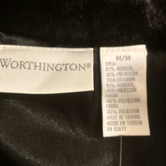 Worthington Jacket Vest Lined Faux Fur Sleeveless Hook Eye Black Size Medium - Picture 7 of 8